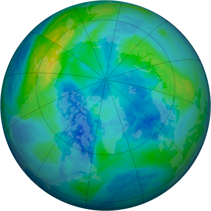 Arctic ozone map for 19 October 1994
